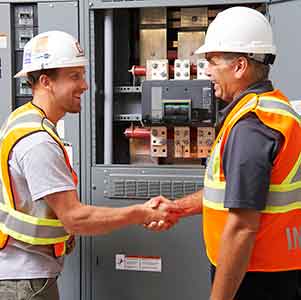 workers shaking hands