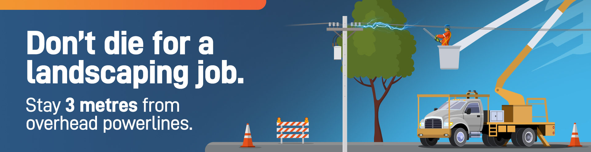 Don't die for a landscaping job. stay three metres from overhead powerlines