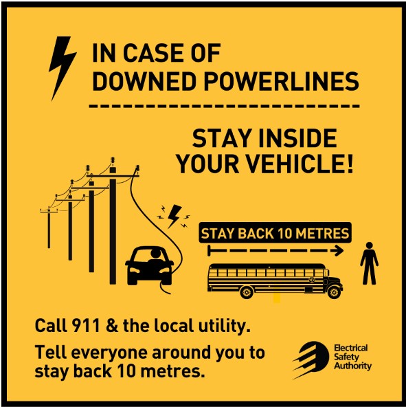 downed powerlines stay in your vehicle
